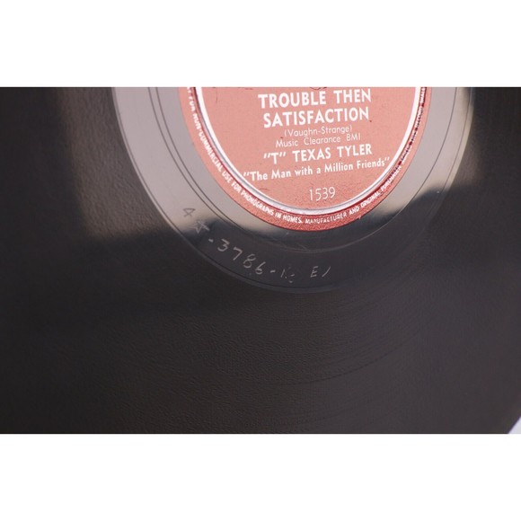 T. Texas Tyler Trouble Then Satisfaction / Solitaire 1950 10" 78 rpm Record 1539 - Picture 6 of 16